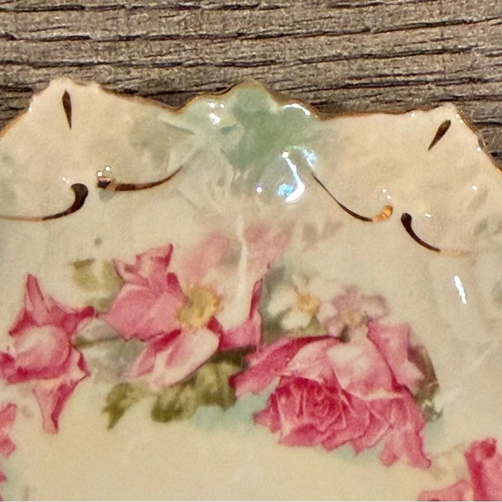 Antique MZ Austria Pink Rose Porcelain Plates Set of 6 Victorian Floral
